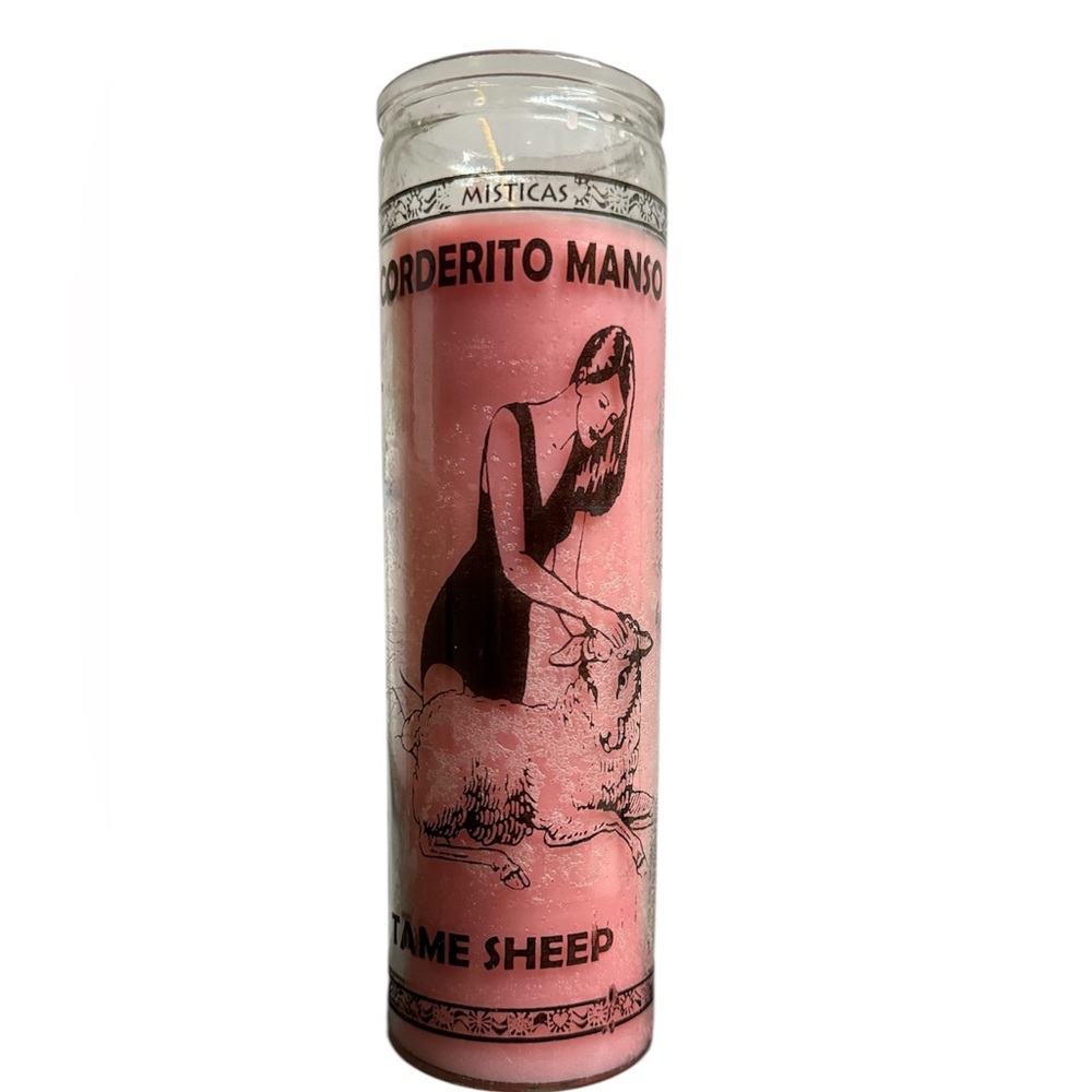 Tame sheep 7 days candle in pink / vela corderito manso de 7 días en rosa
